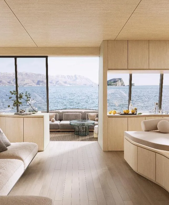 Built-in furniture finished in light wood film