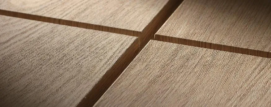 Close-up of embossed matte wood film with visible grain